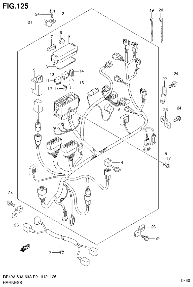 Suzuki DF40AST, DF50A, DF50ATH HARNESS (DF40AST E34) parts diagram